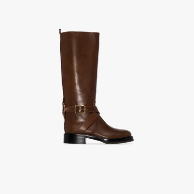 Shop Chloé Brown Knee-high Leather Boots