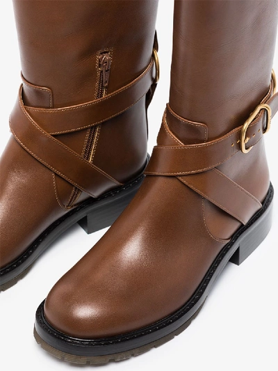 Shop Chloé Brown Knee-high Leather Boots