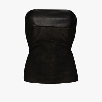 Shop Rick Owens Black Leather Bustier Top