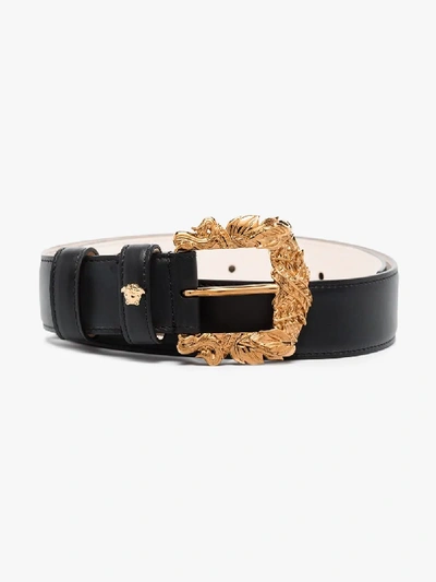 Shop Versace Black Baroque Buckle Belt