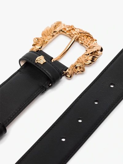 Shop Versace Black Baroque Buckle Belt