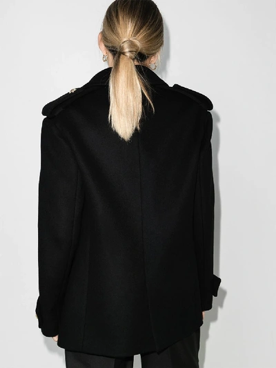 Shop Alexandre Vauthier Double-breasted Wool Peacoat In Black