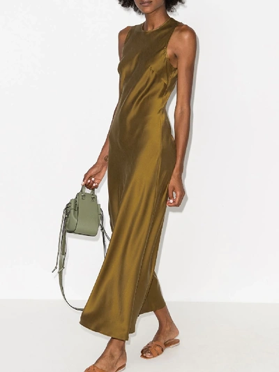 Shop Asceno Valencia Silk Midi Dress In Green