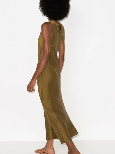 Shop Asceno Valencia Silk Midi Dress In Green