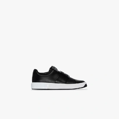 Shop Balmain Black B-court Leather Sneakers