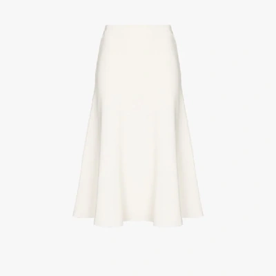 Shop Valentino White Flared Midi Skirt