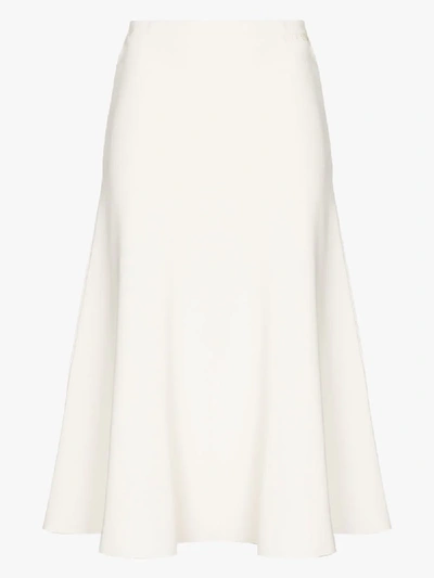 Shop Valentino White Flared Midi Skirt
