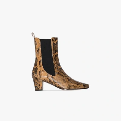 Shop Paris Texas 50 Snake Print Leather Ankle Boots In Brown