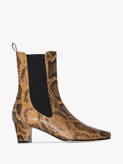 Shop Paris Texas 50 Snake Print Leather Ankle Boots In Brown