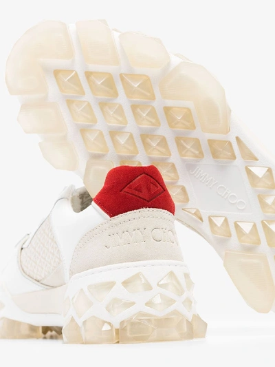 Shop Jimmy Choo X Cotton Mix White Diamond X Leather Sneakers