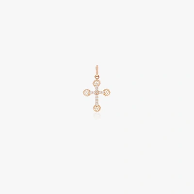 Shop Gigi Clozeau 18k Rose Gold Diamond Cross Charm Necklace