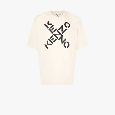 Shop Kenzo Neutrals X Logo Cotton T-shirt