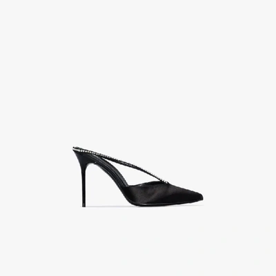 Shop Balmain Rosana 95 Satin Mules In Black