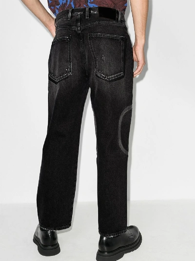 Shop Valentino Vlogo Cropped Jeans In Black