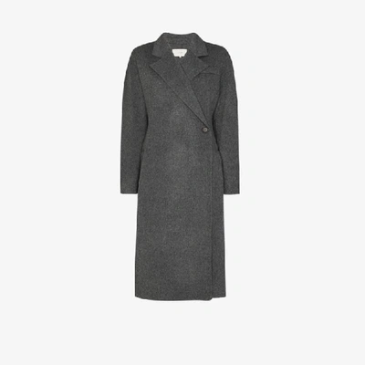 Shop Lvir Double-breasted Wool Coat In Grey