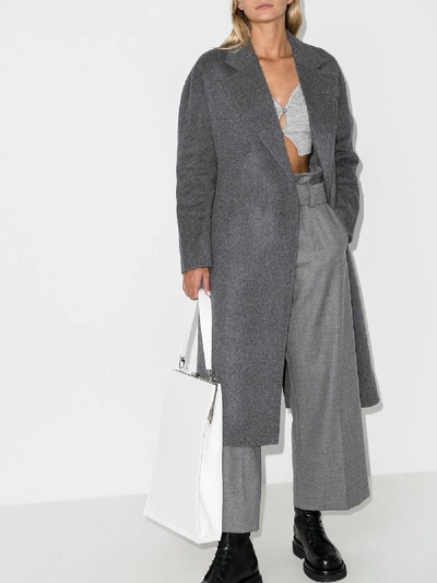 Shop Lvir Double-breasted Wool Coat In Grey