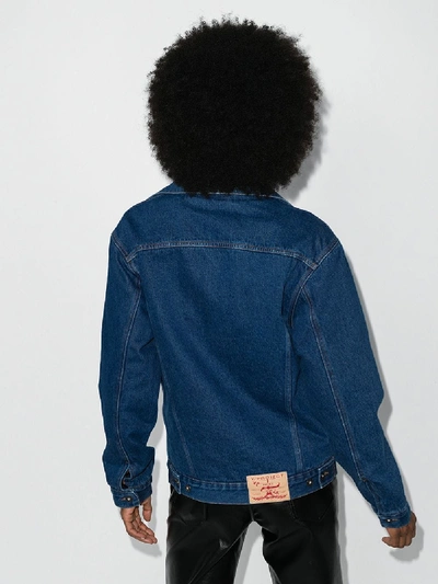 Shop Y/project Oversized Asymmetric Denim Jacket In Blue