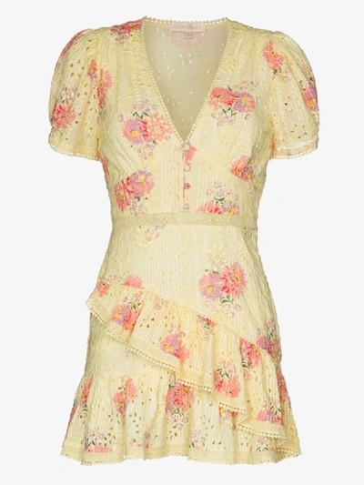 Shop Loveshackfancy Bea Broderie Anglaise Floral Print Dress In Yellow