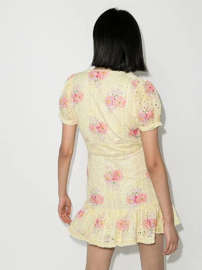 Shop Loveshackfancy Bea Broderie Anglaise Floral Print Dress In Yellow