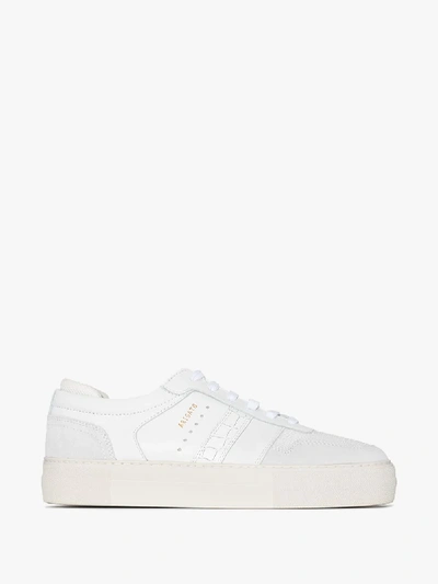 Shop Axel Arigato White Detailed Platform Leather Sneakers