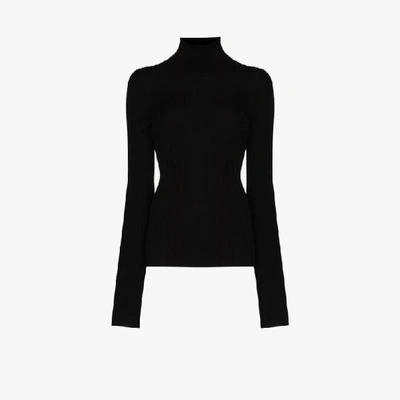 Shop Maison Margiela Black Knitted Roll Neck Sweater