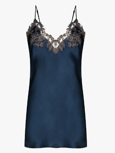 Shop La Perla Maison Silk Nightdress In Blue