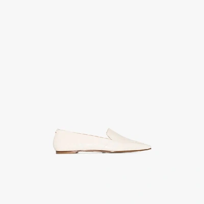 Shop Aeyde Neutrals Cream Aurora Mock Croc Leather Loafers