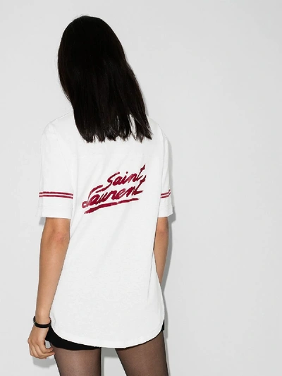 Shop Saint Laurent T-shirt Mit Logo-print In Weiss