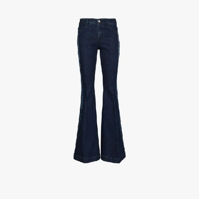 Shop Stella Mccartney Logo Stripe Flared Jeans In Blue