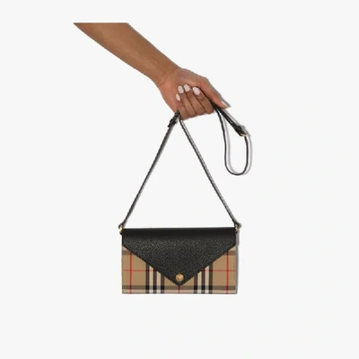 Shop Burberry Multicoloured Hannah Vintage Check Hanging Wallet In Neutrals