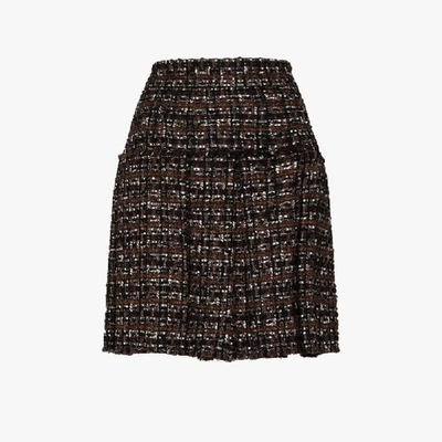 Shop Dolce & Gabbana Black Pleated Tweed Skirt