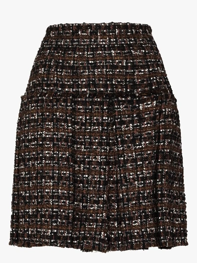 Shop Dolce & Gabbana Black Pleated Tweed Skirt