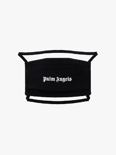 Shop Palm Angels Black Logo Cotton Face Mask