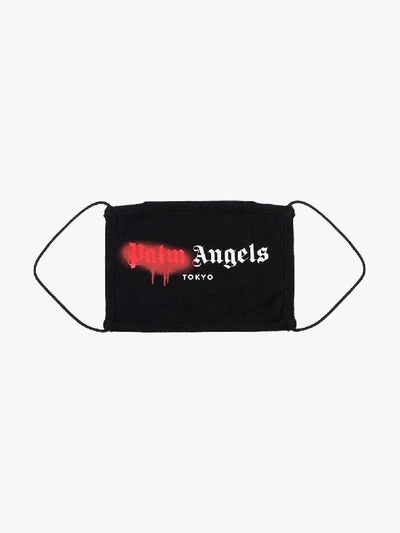 Shop Palm Angels Black Spray Paint Logo Cotton Face Mask