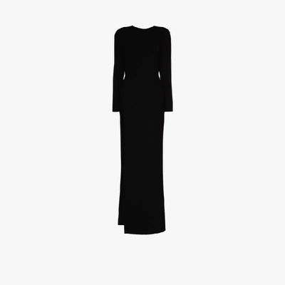 Shop Monot Side Slit Gown In Black