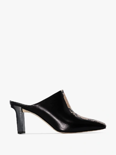 Shop Aeyde Jude 75 Snake Panel Leather Mules In Black