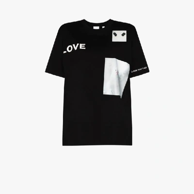 Shop Burberry Carrick Love Cotton T-shirt In Black