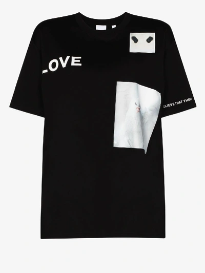 Shop Burberry Carrick Love Cotton T-shirt In Black