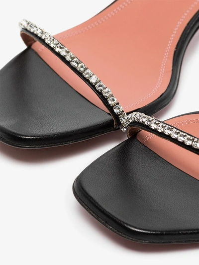 Shop Amina Muaddi Black Gilda 40 Crystal Strap Sandals