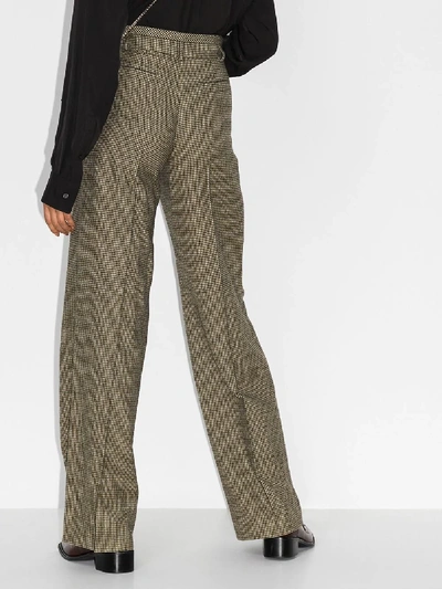 Shop Chloé Green Wide Leg Houndstooth Trousers
