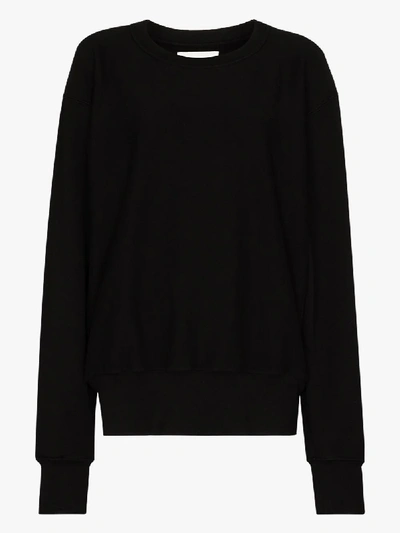 Shop Les Tien Crew Neck Cotton Sweatshirt In Black