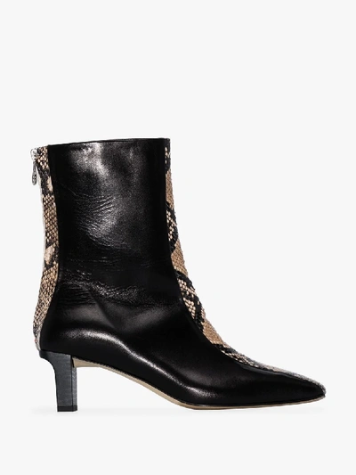 Shop Aeyde Molly 55 Snake Print Leather Ankle Boots In Black