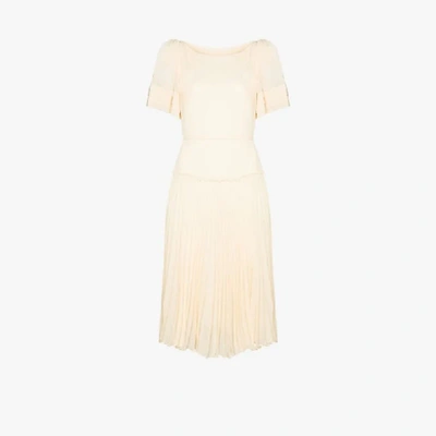 Shop See By Chloé Pleated Midi Dress In Neutrals
