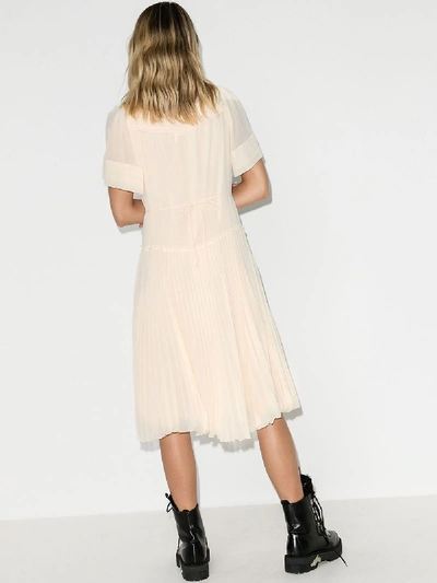 Shop See By Chloé Pleated Midi Dress In Neutrals