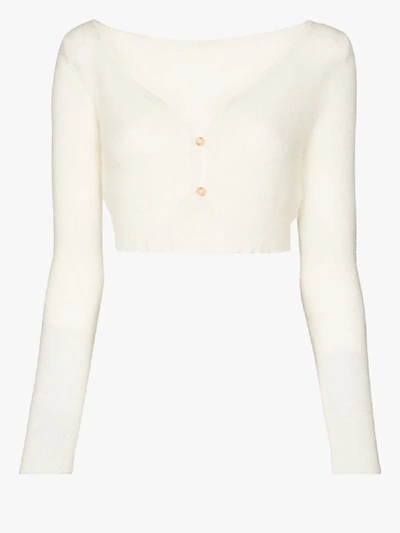 Shop Jacquemus Alzou Cropped Cardigan In White