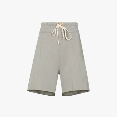 Shop Les Tien Raw Hem Cotton Track Shorts In Grey