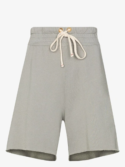 Shop Les Tien Raw Hem Cotton Track Shorts In Grey