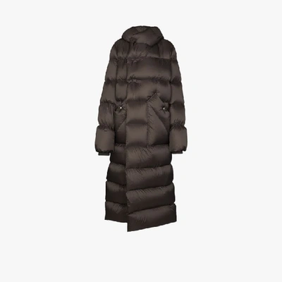 Shop Rick Owens Hooded Down Puffer Coat In Grey