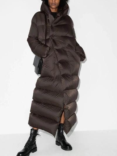 Shop Rick Owens Hooded Down Puffer Coat In Grey