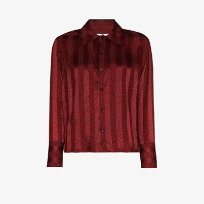Shop Saint Laurent Striped Silk Shirt In Red
